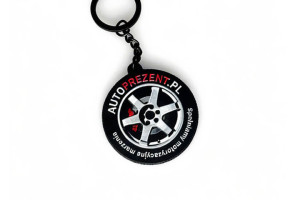 Brelok w kształcie koła z napisem autoprezent