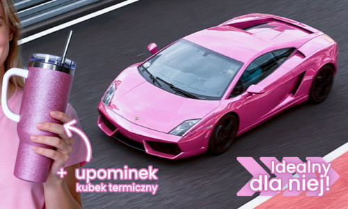 Różowe Lamborghini Gallardo na torze